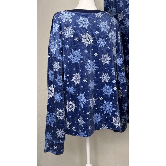 Nautica Women’s Pajama Set Snowflake Blue Soft Stretchy V Neck Sz XL - Picture 7 of 9
